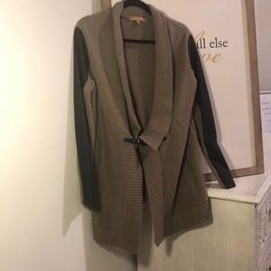 Ellen Tracy Sweater with Faux Leather Sleeves